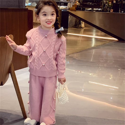 Conjunto Infantil Elegante: Suéter y Pantalón Palazzo para Niñas - Image 4