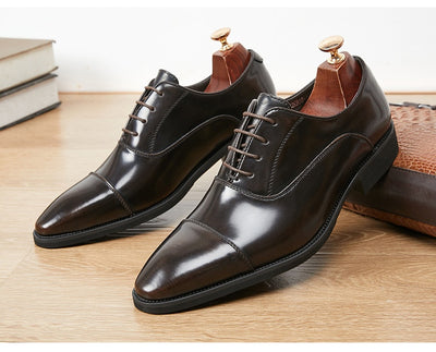 Zapatos Oxford de Cuero Charol con Punta Fina - Calzado Ejecutivo para Hombre - Image 13