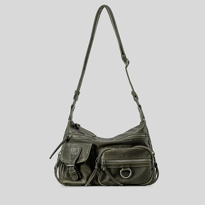 Bolso Moto Retro Hot Girl Marrón Multibolsillos - Image 16