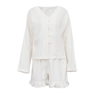 Conjunto de Dos Piezas: Camisa Suelta de Manga Larga y Shorts Casual - Image 5