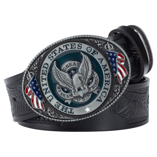 Cinturón de Cuero Genuino para Hombre con Hebilla Águila - Estilo Casual y Moderno