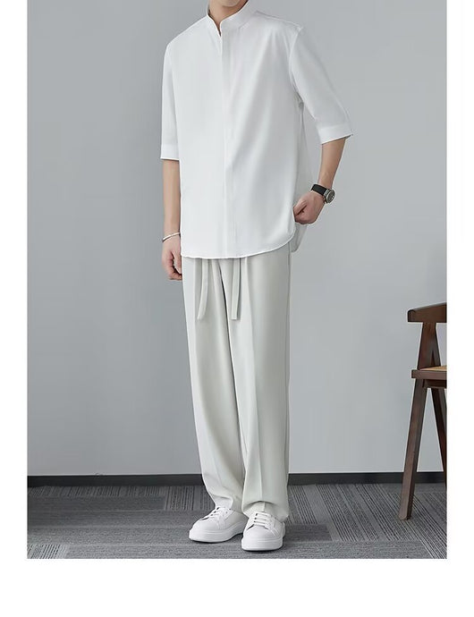Camisa Cuello Mao Manga Corta Estilo Chino - Image 24