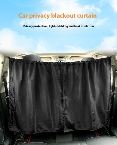 Black Chunya spinning car privacy partition curtain installed between front and rear seats for sun protection. - Image 10