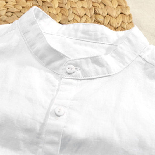 Camisa de Algodón y Lino Transpirable con Botones - Image 3
