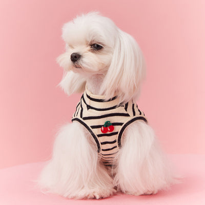 Chaleco sin Mangas Schnauzer Teddy Bichón a Rayas Cerezo - Image 2