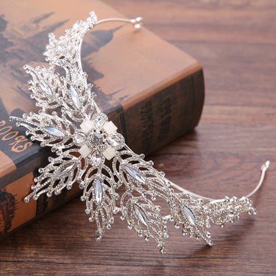 Corona Nupcial de Rhinestones Hoja Artesanal - Tocado Nupcial Exquisito - Image 10