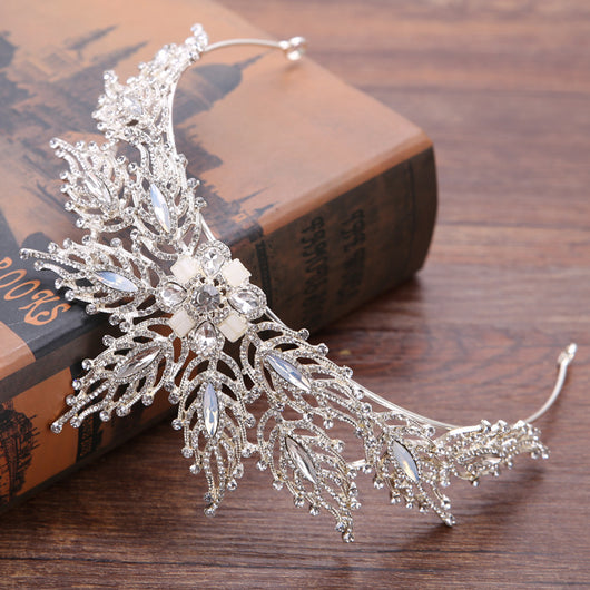 Corona Nupcial de Rhinestones Hoja Artesanal - Tocado Nupcial Exquisito - Image 10