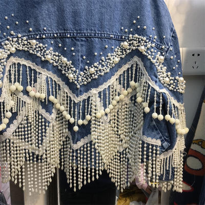 Chaqueta Denim Industrial con Perlas y Borlas - Image 5