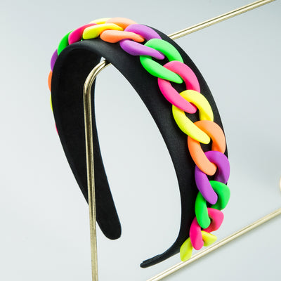 Diadema Ancha con Cadena de Colores Macaron para Mujer - Image 25