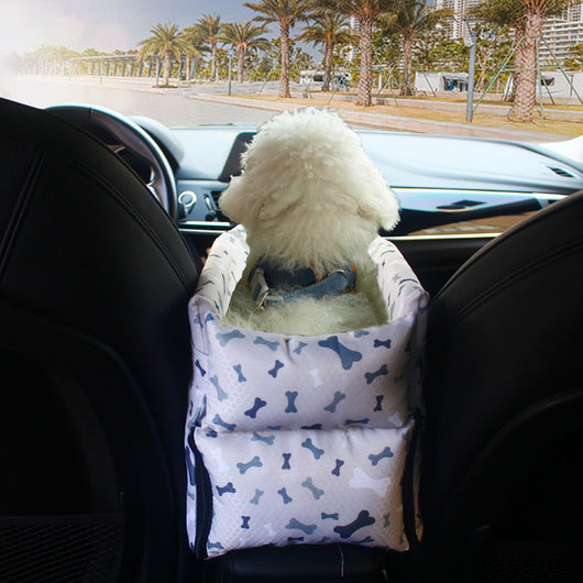 Asiento de Seguridad para Mascotas con Reposabrazos Central y Cama Impermeable