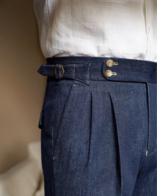 Jeans Neapolitanos de Algodón con Doble Pliegue para Hombre - Image 5