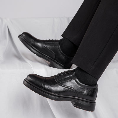 Zapatos Casuales de Cuero Genuino para Hombre con Suela Blanda Elevada - Image 2