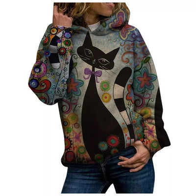 Sudadera con Capucha Estampada Gato 3D - Casual y Cómoda - Image 4