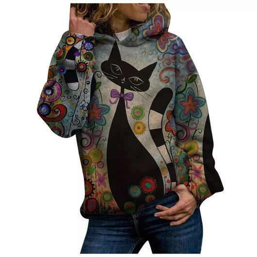Sudadera con Capucha Estampada Gato 3D - Casual y Cómoda - Image 4