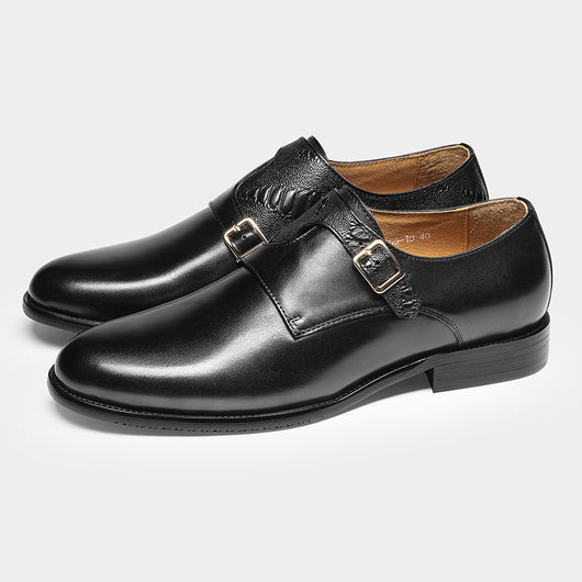 Zapatos de Cuero Ejecutivo Retro con Doble Hebilla - Estilo Clásico para Hombre - Image 6