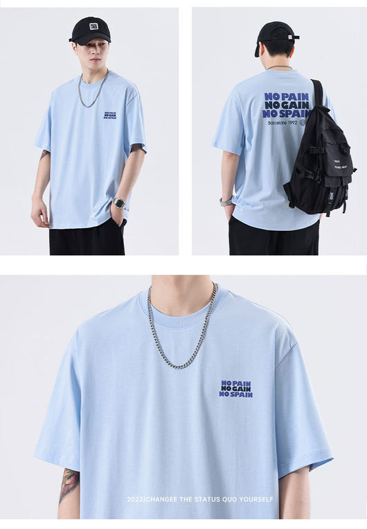 Playera de Algodón con Estampado de Letras - Comodidad de Verano para Hombre - Image 12