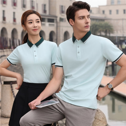 Polo Elástico de Algodón con Combinación de Colores