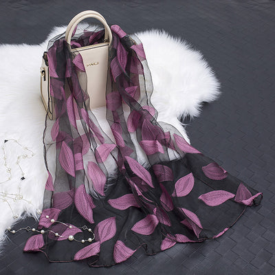 Pañuelo de Seda Estampado Flores Huecas - Diseño Elegante y Versátil - Image 18