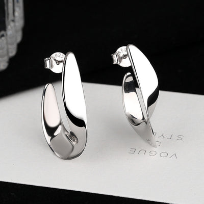 Aretes de Plata S925 Irregulares Brillantes - Diseño Europeo Moderno - Image 2