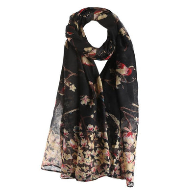 Pañuelo Estampado con Diseño de Ramas y Pájaros - Image 4