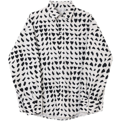 Camisa Manga Larga Hombre Patrón Geométrico Blanco y Negro - Image 7