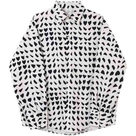 Camisa Manga Larga Hombre Patrón Geométrico Blanco y Negro - Image 7