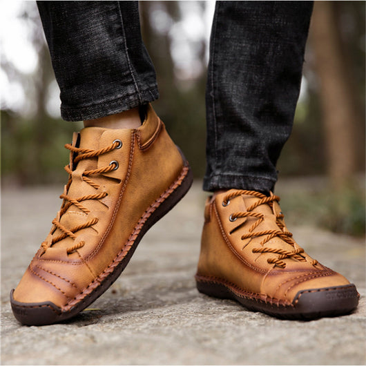 Botas Outdoor de Cuero Cosidas a Mano - Zapatos Oversize para Hombre - Image 7