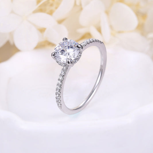 Anillo de Plata 925 con Zircón Redondo para Mujer