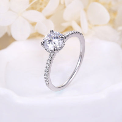 Anillo de Plata 925 con Zircón Redondo para Mujer