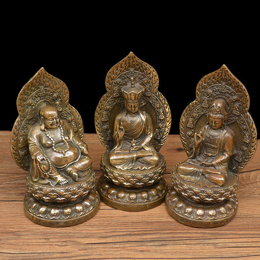 Figura Decorativa Kwan-yin con Iluminación de Cobre Antiguo - Image 10