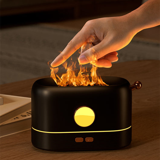 USB mosquito killer lamp with purple UV light and a white desktop humidifier with a simulated flame effect. - Image 21
