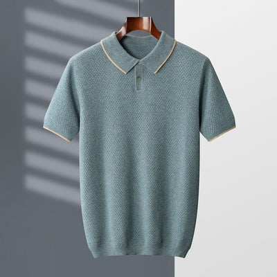 Suéter de Cashmira para Hombre con Cuello de Solapa y Mangas Cortas - Image 5