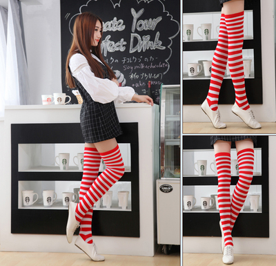 Calcetines Muslos Altos Japoneses a Rayas para Mujer - Image 12