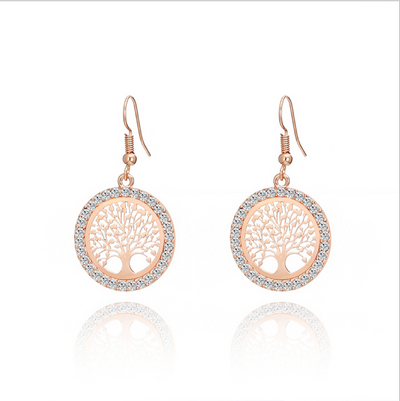 Aretes Árbol de la Vida con Ganchos de Diamante Hueco - Estilo Punk Europeo - Image 5