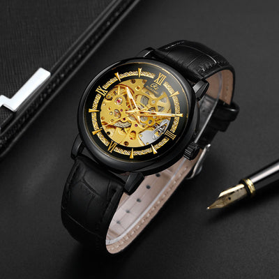 Reloj Mecánico Hombre Estilo Europeo Diseño Calado Elegante