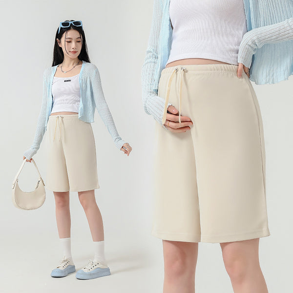 Shorts Premamá Cortos de Cintura Alta Pierna Ancha Verano Ligero