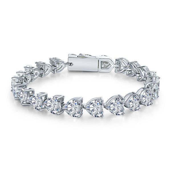 Pulsera de Plata Esterlina 925 con Diamantes de Imitación de Alto Brillo