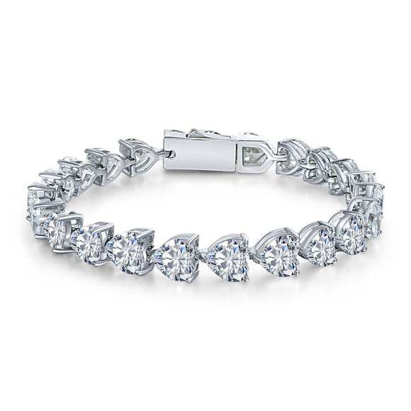 Pulsera de Plata Esterlina 925 con Diamantes de Imitación de Alto Brillo