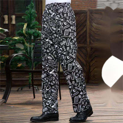 Pantalones Chef a Rayas con Cintura Elástica para Cocina y Comedor