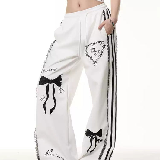 Pantalones Casuales de Verano con Cintura Elástica y Detalle de Moño de Encaje - Image 4