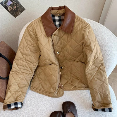 Chaqueta de Lana con Cuello Solapa y Detalles de Costura Escocesa para Mujer - Image 10