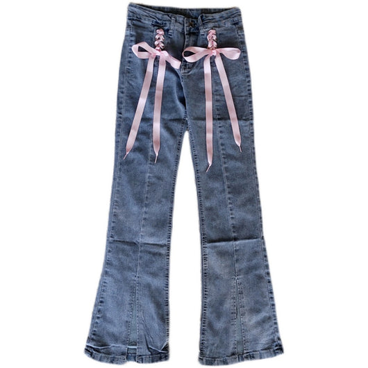 Jeans Talle Alto Ajustado con Cordones de Moda para Mujer - Image 10