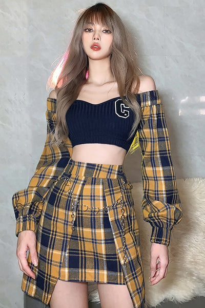 Conjunto Corto Estilo Retro Hot Girl - Traje de Moda - Image 16
