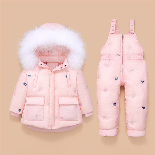 Conjunto de Abrigo Acolchado para Niña - Chaqueta y Pantalón Térmico Invierno
