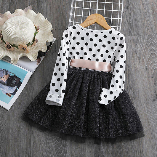 Vestido Elegante de Manga Larga con Lunares - Image 4