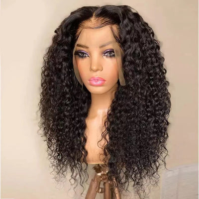 Peluca Rizada Estilo Europeo Encaje Frontal Fibra Sintética Cabello Medio - Image 10