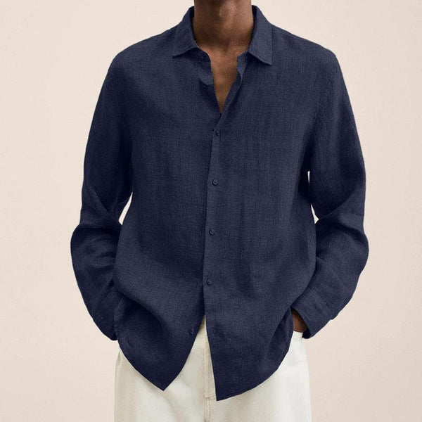 Camisa Cardigan Holgada con Solapa para Hombre - Botones Frontales - Image 12
