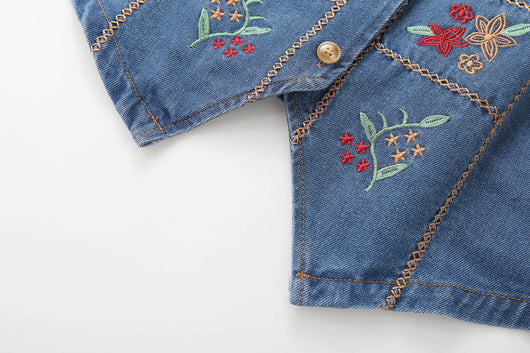 Chaleco Denim Bordado Étnico Cuello V Reforzado - Image 14