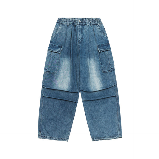 Pantalones Denim Lavado Efecto Floral Desteñido