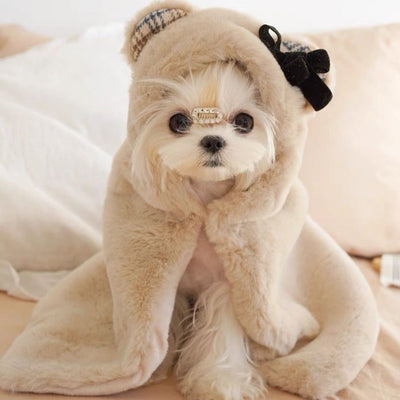 Capa Térmica de Felpa para Mascotas - Manta Cálida Oso Adorable Otoño Invierno